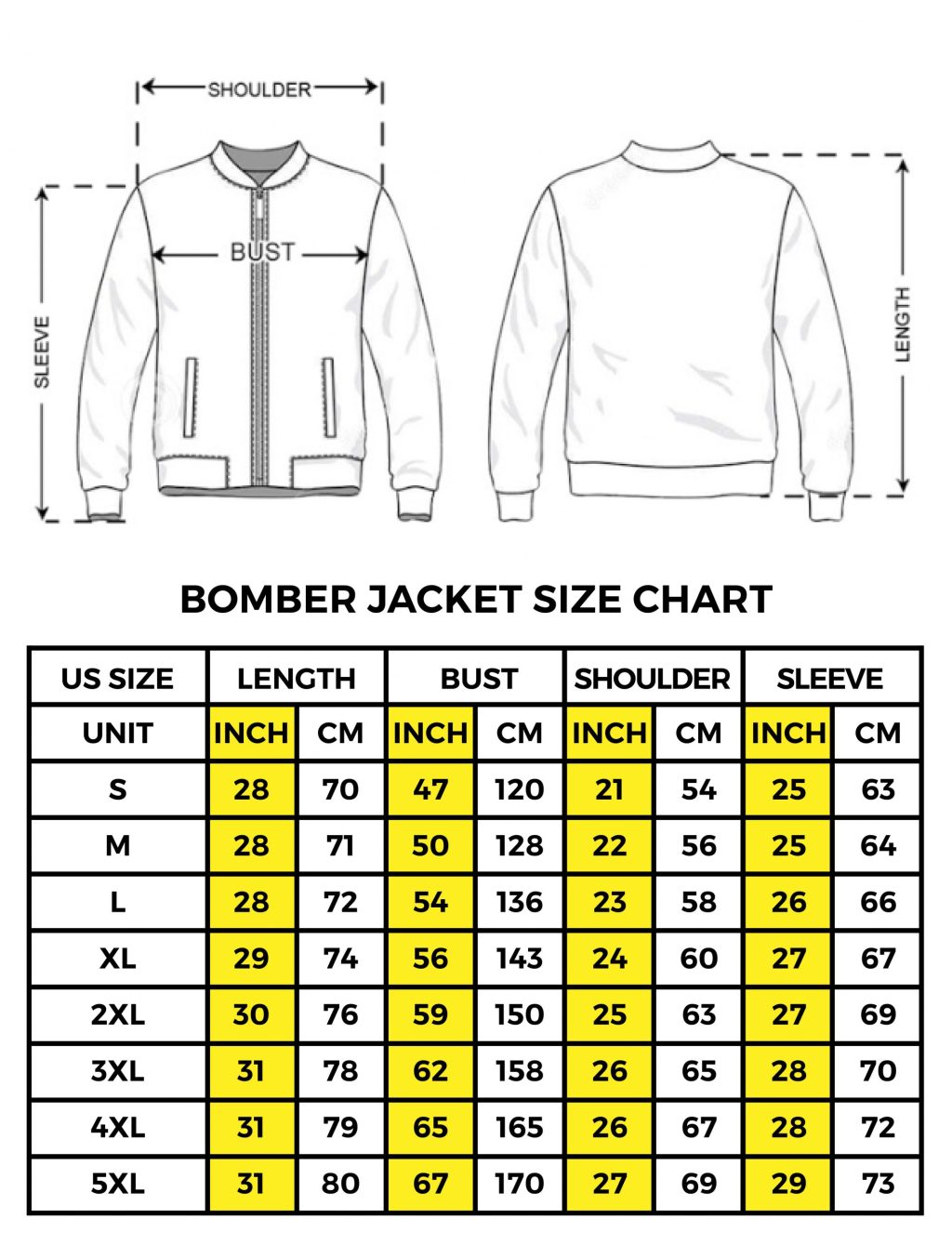 bomber jacket size chart 01 scaled 1 - Jujutsu Kaisen AU Store