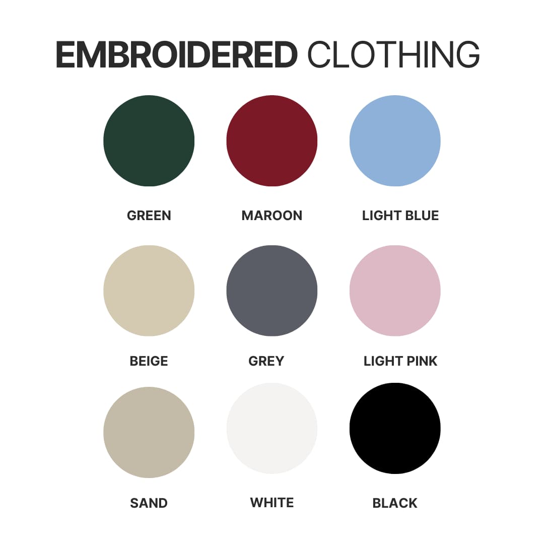 Embroidered clothing color chart - Jujutsu Kaisen AU Store