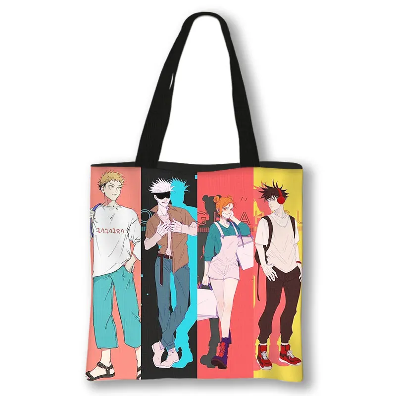 Anime Jujutsu Kaisen Shoulder Bag Japanese Gojo Satoru Yuji Itadori Tote Bags Ladies Shopping Bag Beach 1 - Jujutsu Kaisen AU Store