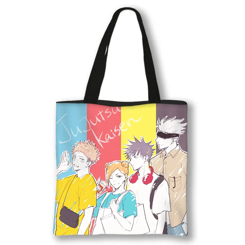 Anime Jujutsu Kaisen Shoulder Bag Japanese Gojo Satoru Yuji Itadori Tote Bags Ladies Shopping Bag Beach 2 - Jujutsu Kaisen AU Store