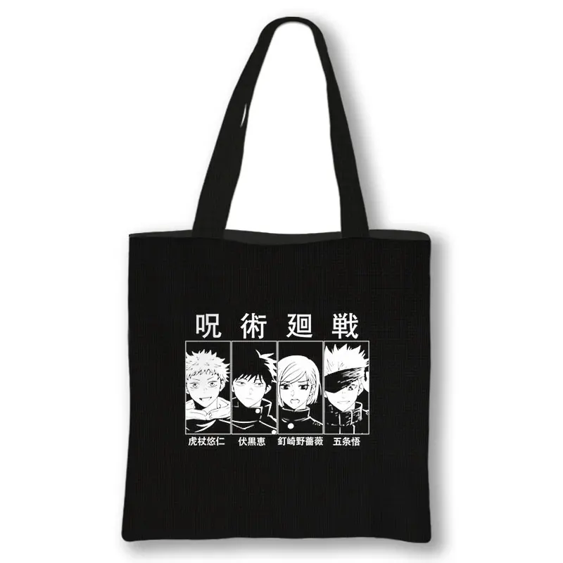 Anime Jujutsu Kaisen Shoulder Bag Japanese Gojo Satoru Yuji Itadori Tote Bags Ladies Shopping Bag Beach - Jujutsu Kaisen AU Store