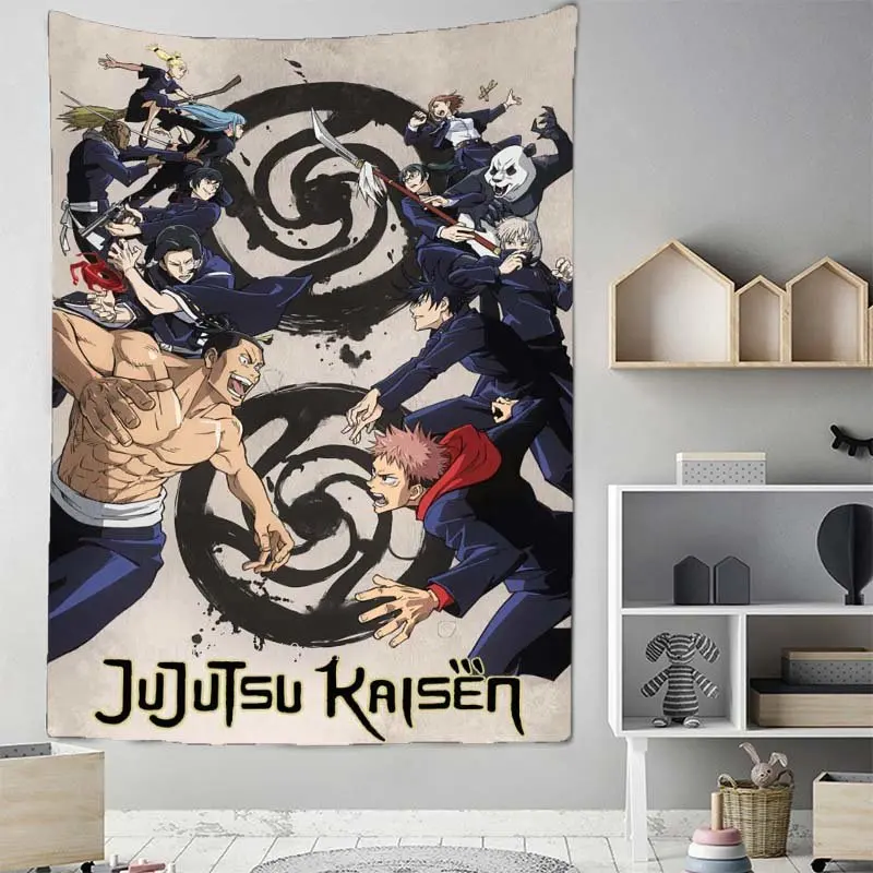 Anime Jujutsu Kaisen Tapestry Hippie Cartoons Manga Wall Tapestry Aesthetic Room Decor Art Painting Children Bedroom 15 - Jujutsu Kaisen AU Store