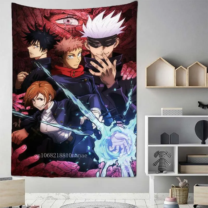 Anime Jujutsu Kaisen Tapestry Hippie Cartoons Manga Wall Tapestry Aesthetic Room Decor Art Painting Children Bedroom 17 - Jujutsu Kaisen AU Store