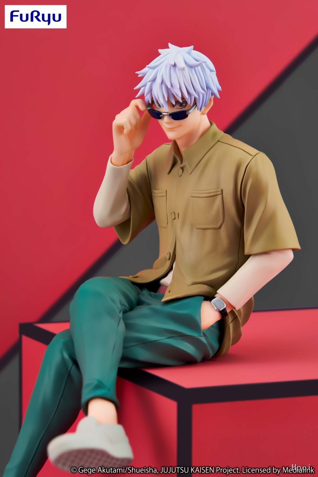 Genuine 15CM Figure Anime Jujutsu Kaisen Gojo Satoru Sunglasses Sitting Pressed Noodles Model Dolls Toy Gift 1 - Jujutsu Kaisen AU Store