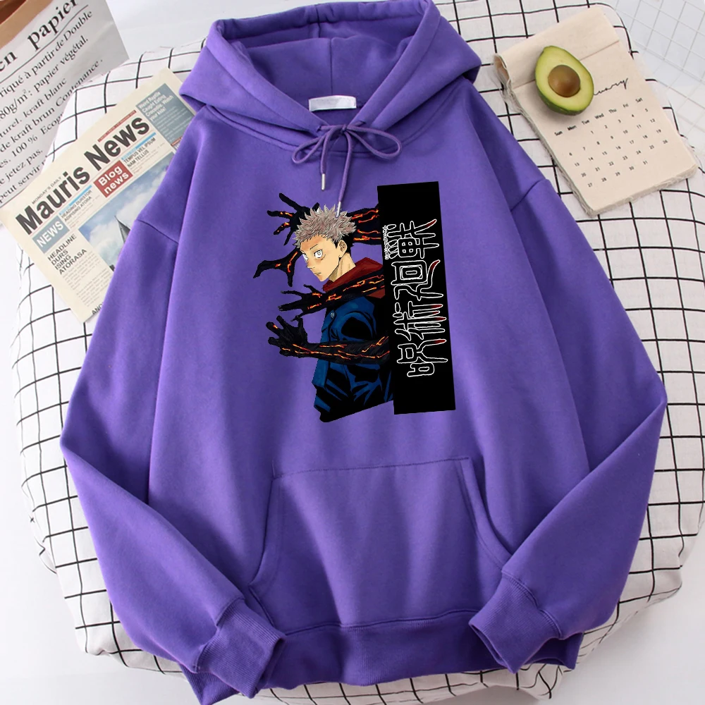 Jujutsu Kaisen Itadori Yuuji Anime Prints Hoodie Male Cartoons Oversize Hoody Fashion Casual Sweatshirt Autumn Warm - Jujutsu Kaisen AU Store