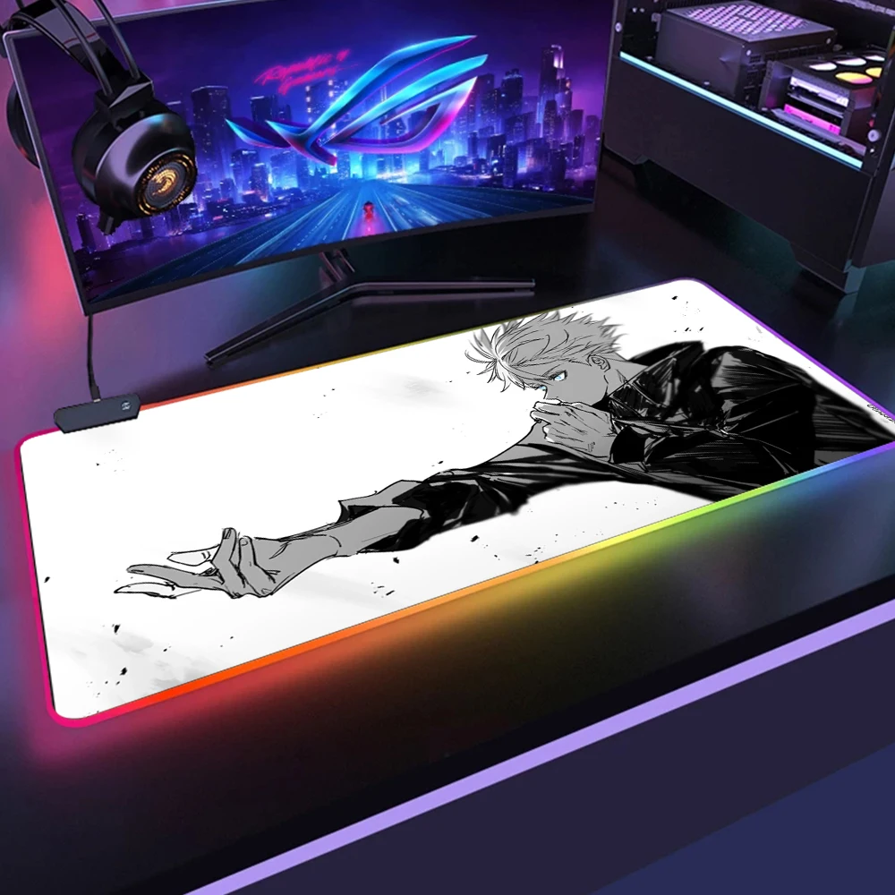 Jujutsu Kaisen LED Light Gaming Mouse Pad RGB Soft Large Keyboard Rubber Base Computer Carpet Desk 18 - Jujutsu Kaisen AU Store