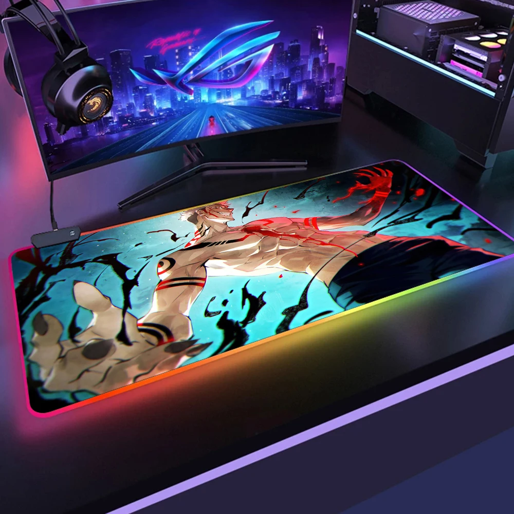 Jujutsu Kaisen LED Light Gaming Mouse Pad RGB Soft Large Keyboard Rubber Base Computer Carpet Desk 22 - Jujutsu Kaisen AU Store