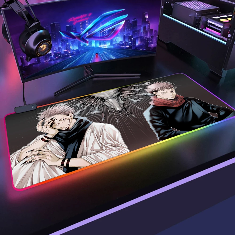 Jujutsu Kaisen LED Light Gaming Mouse Pad RGB Soft Large Keyboard Rubber Base Computer Carpet Desk 5 - Jujutsu Kaisen AU Store