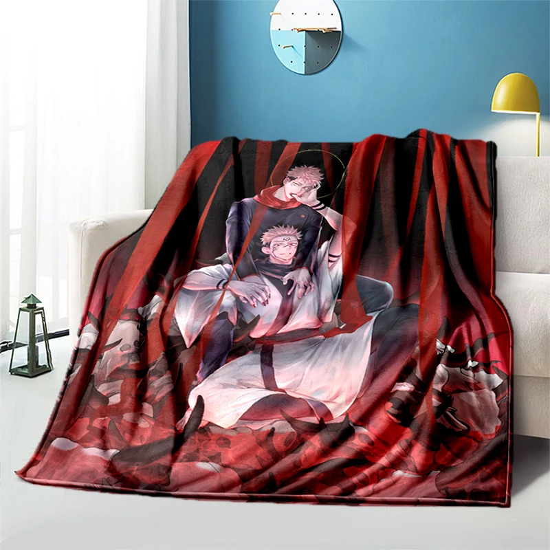 Jujutsu Kaisen Printed Soft thin Blanket Flannel Blanket for summer Portable Blanket for Living Room Anti 1 - Jujutsu Kaisen AU Store