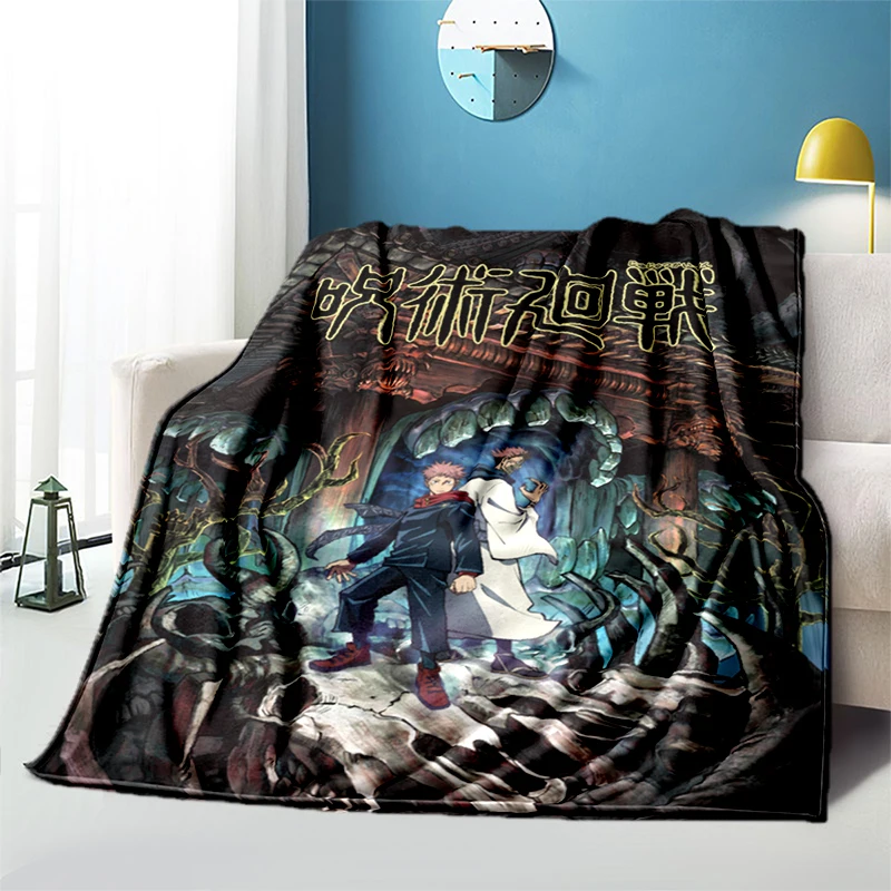 Jujutsu Kaisen Printed Soft thin Blanket Flannel Blanket for summer Portable Blanket for Living Room Anti - Jujutsu Kaisen AU Store