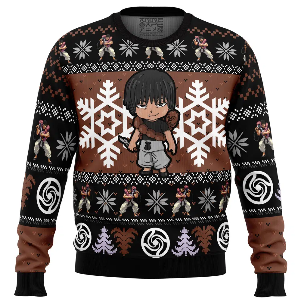 Chibi Toji Fushiguro JK Ugly Christmas Sweater FRONT mockup - Jujutsu Kaisen AU Store